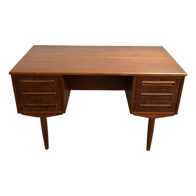 Danish Teak Mid Century Modern Freestanding Desk 1960s Bookshelf Back For Sale