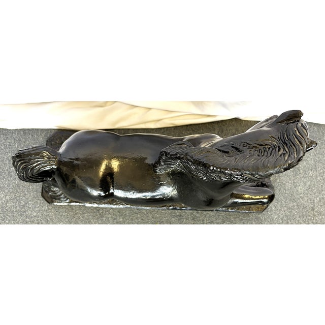 Mid Century Ceramic Rearing Black Stallion Figure Signed 'R R' Possibly Italian Sculptor Renato Rumonato For Sale - Image 13 of 16