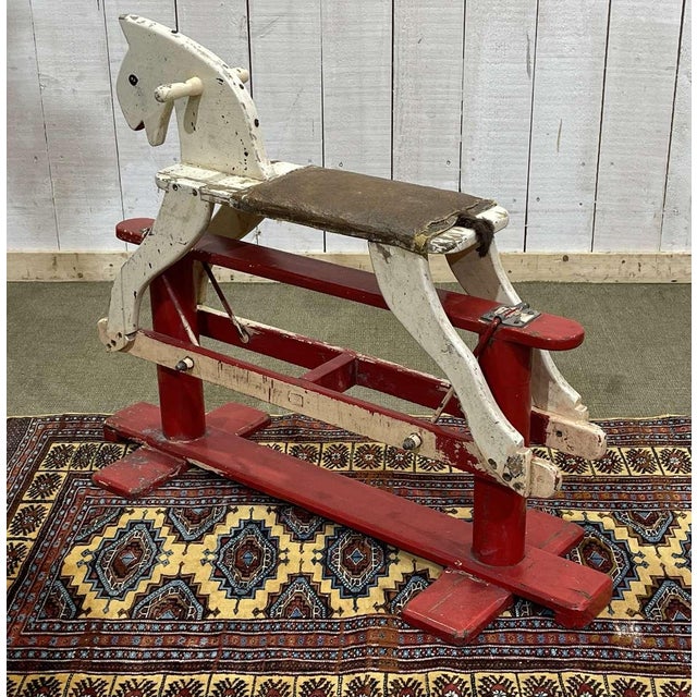 English Wooden Rocking Horse, 1950s For Sale - Image 3 of 9