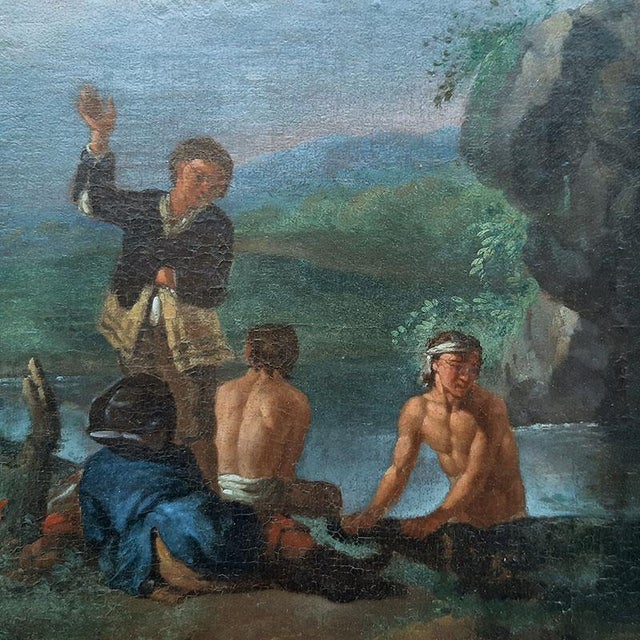 Philips Wouwerman, Knights in Front of a Coaching Inn and Knights and Bathers at a Stream, 1600s, Oil on Canvases, Set of 2 For Sale - Image 11 of 15