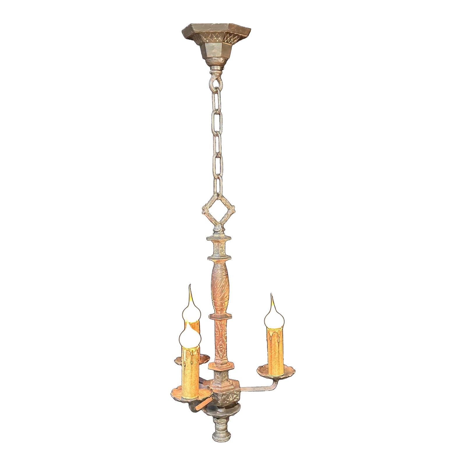1920s Arts and Crafts Cast Iron Chandelier | Chairish display picture 1