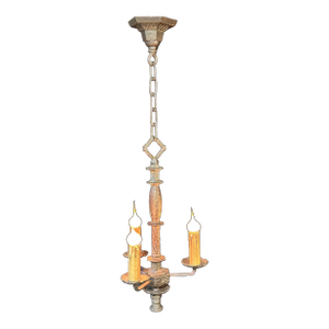 1920s Arts and Crafts Cast Iron Chandelier