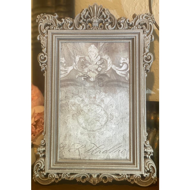 Wood One-of-a-Kind French Country Style Decoupage Art With Hand-Painted Ornate Frame For Sale - Image 7 of 7