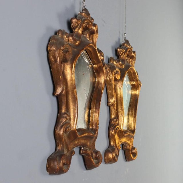 Baroque Giltwood Mirrors, Italy, 18th Century, Set of 2 For Sale - Image 3 of 10