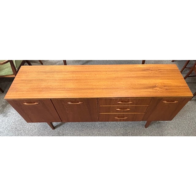 1960s Mid Century Modern Teak Credenza c.1960 Left Side Cabinet W/ Shelf and Drawers. For Sale - Image 5 of 14