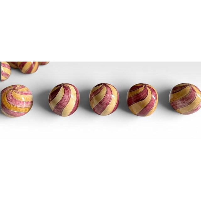 Metal Rare Retired Set of Forty-Seven MacKenzie-Childs Hand-Painted Swirl Ceramic Knobs For Sale - Image 7 of 16