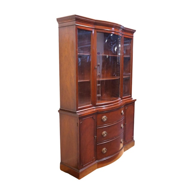 Traditional Drexel Furniture New Travis Court Collection Solid Mahogany Traditional Duncan Phyfe Style 49" Bow Front China Cabinet 317-3 For Sale - Image 3 of 13