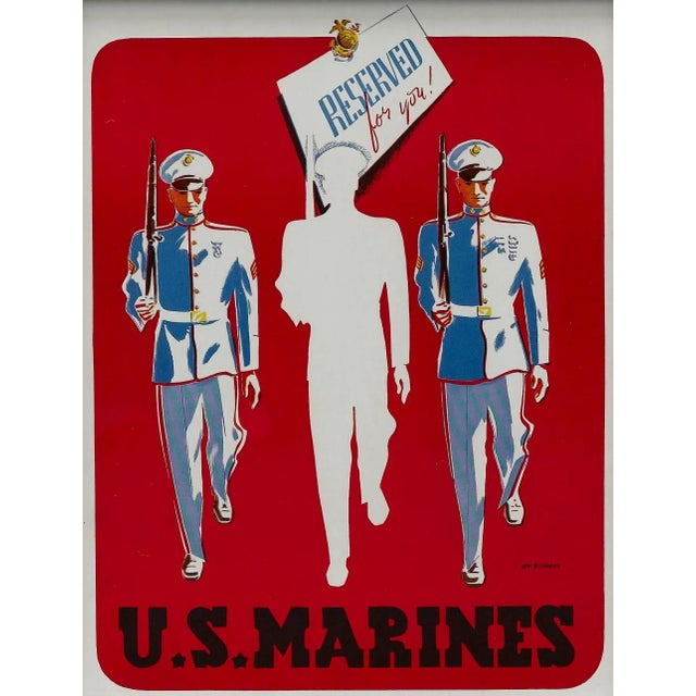 American "u.s. Marines. Reserved for You!" Vintage Wwii Marine Corps Recruitment Poster by Joe Richards, 1941 For Sale - Image 3 of 7
