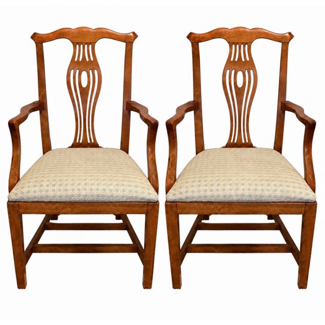 Vintage Pair of Georgian III Style Mahogany Armchairs With Upholstered Seats For Sale - Image 12 of 12