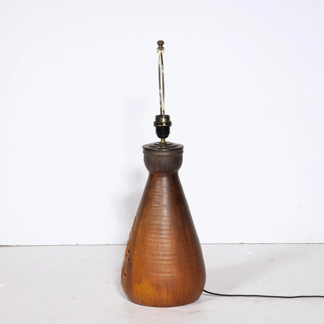 Mid-Century Modernist Ceramic Table Lamp in Graphite and Red Iron Oxide Glaze For Sale - Image 11 of 12