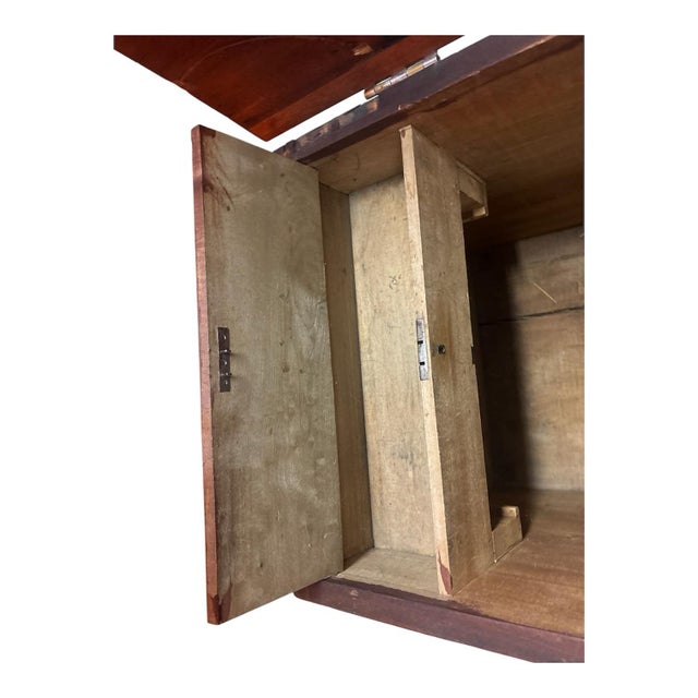 Wood Dovetail Antique Wood Trunk Primitive Wood Box With Candle Box Hope Chest Coffee Table For Sale - Image 7 of 8