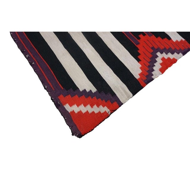 Native American 1930s Geometric Flatwoven Antique Native American Third Chiefs Blanket Rug For Sale - Image 3 of 9