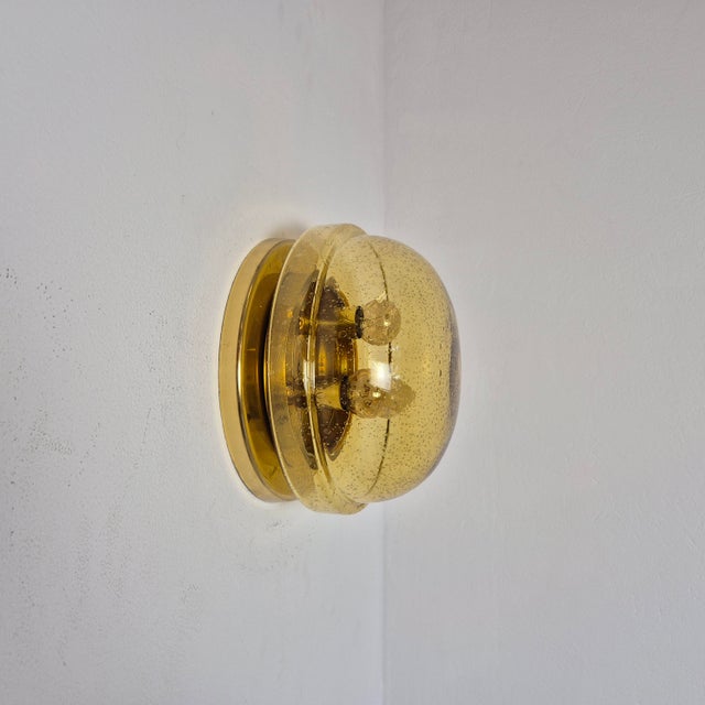 Mid-Century Brass and Glass Flush Mount from Lampukas, Finland, 1960s For Sale - Image 14 of 14
