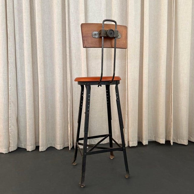1940s 1940s Industrial Train Station Switchboard Operator Stool by Angle Steel For Sale - Image 5 of 9