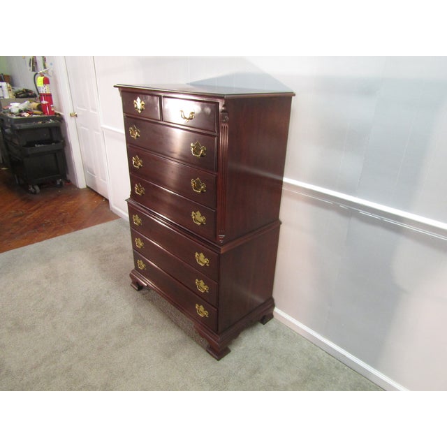 Traditional Statton Solid Cherry High Chest of Drawers For Sale - Image 3 of 10