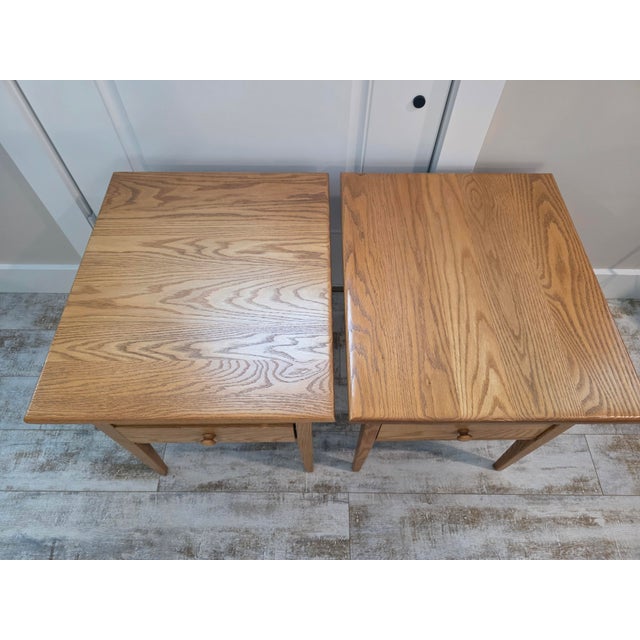 Hunt Country Furniture Oak 2-Drawer End Tables - A Pair For Sale - Image 4 of 8