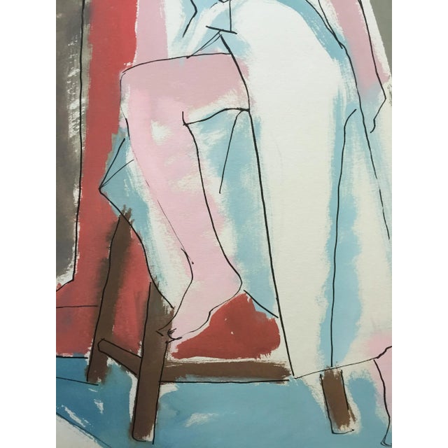Mid-Century Modern "Slit" 1950's Gouache Painting Mid Century Female For Sale - Image 3 of 7