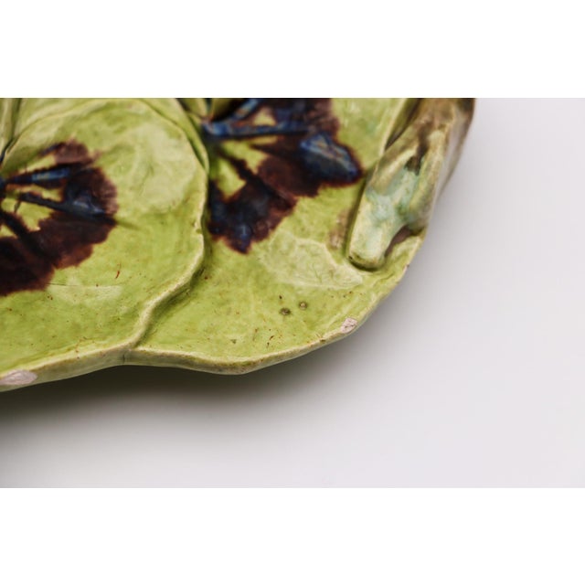 Green Poppies Trompe l'Oeil Pin Dish Jewelry Dish, Earthenware, Portuguese For Sale - Image 8 of 12