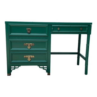 1970s Green Chinoiserie Desk For Sale