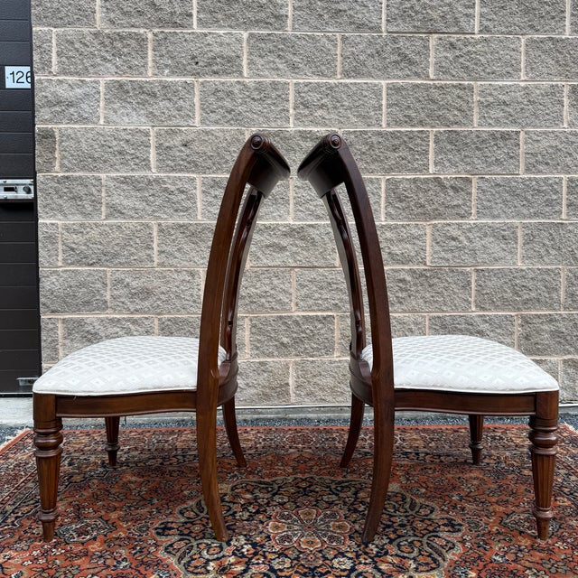 Brown 2000s Pennsylvania House Cortland Manor Collection Traditional Regency Cherry Sleigh Back Dining Chairs - A Pair For Sale - Image 8 of 17