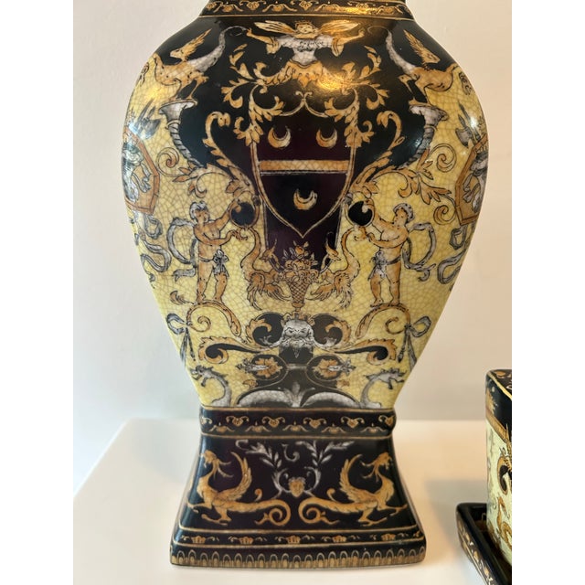 Late 20th Century Vintage Ceramic United Wilson (j.u.w.c.) Renaissance Revival Planter & Large Vessel Set For Sale - Image 5 of 10