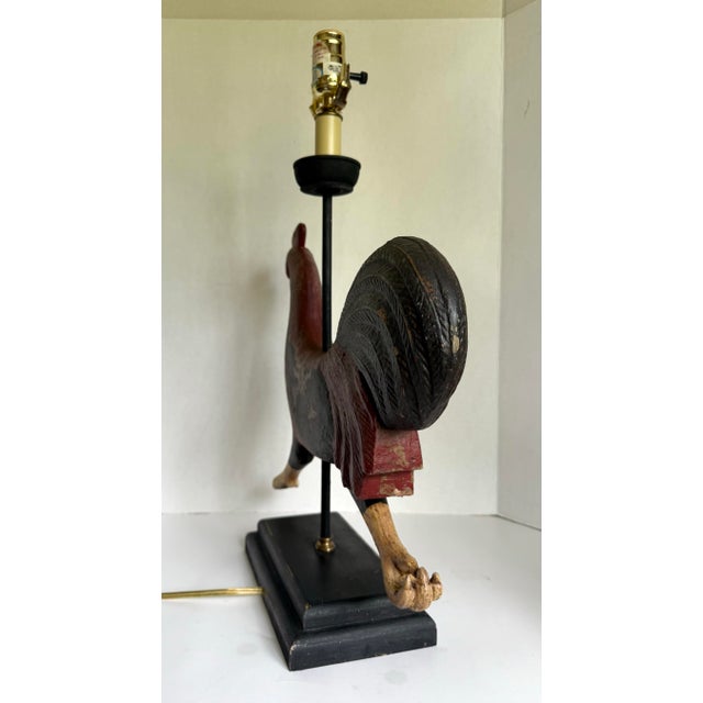 Vintage Rustic Folk Art Rooster Table Lamp For Sale - Image 11 of 12
