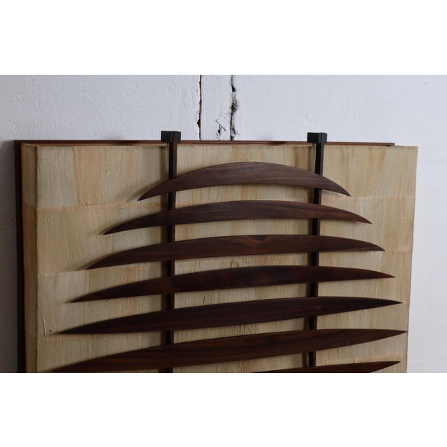 Brown Sculptural Walnut and Paper Wall Lights, Italy, 1960s For Sale - Image 8 of 17