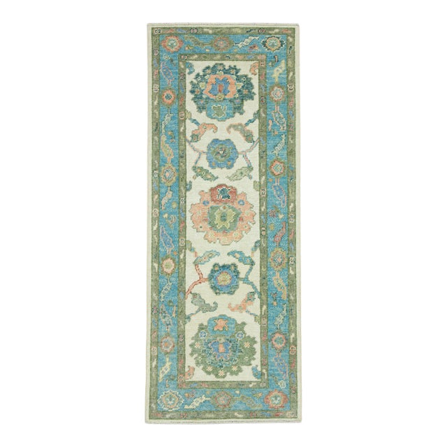 Turkish Oushak Runner Rug 2'4" x 6' #17070 For Sale