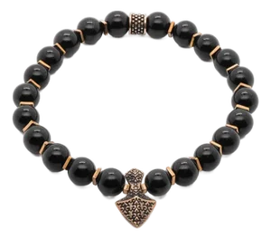 Arrow Black Onyx Stone Men's Beaded Bracelet