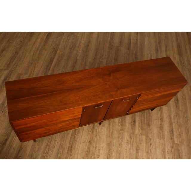 Merton Gershun For American Of Martinsville Mid Century Modern Walnut Lowboy Dresser For Sale - Image 10 of 18