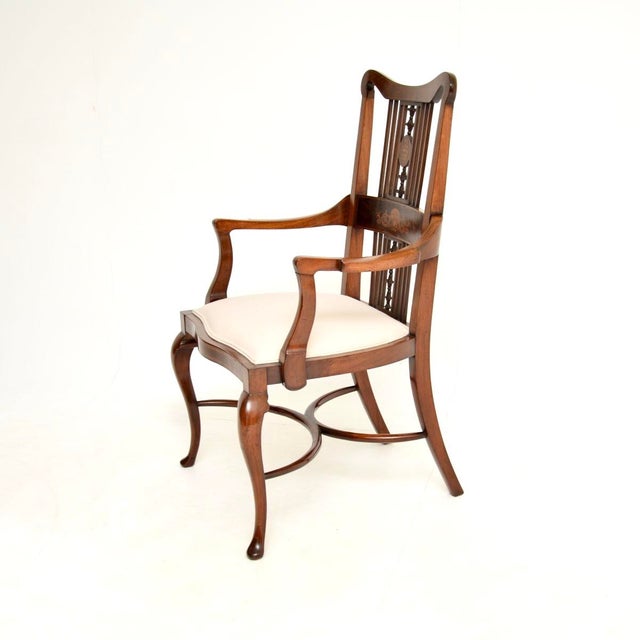 Antique Edwardian Armchair in Satin Wood, 1900s For Sale - Image 4 of 11