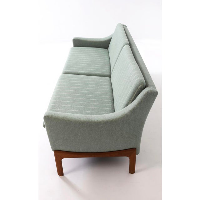Danish Modern 4-Seat Teak Base Sofa, Original Fabric Presents Well For Sale - Image 4 of 7