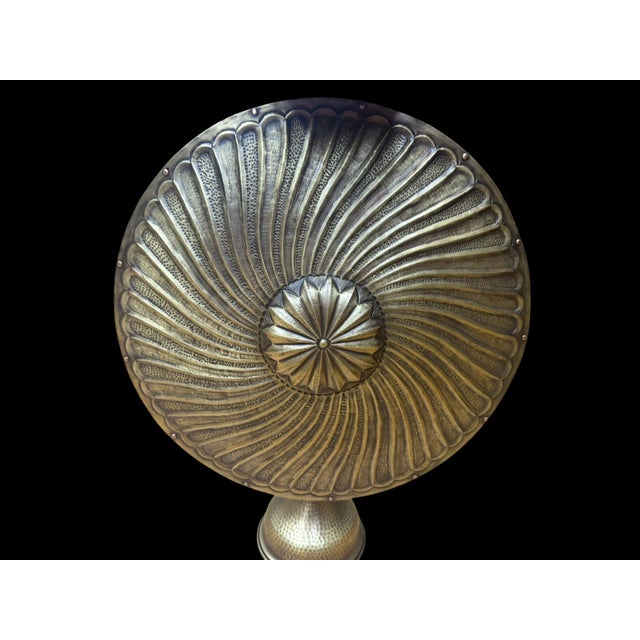 Handmade Turkish Brass Fluted Helmet Shield Set For Sale - Image 13 of 13
