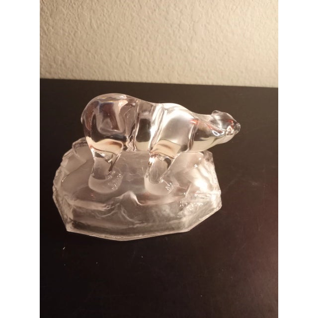 This is a Clear Art Glass 6" Bear Figurine on Frosted Glass Pedestal Procured at auction BOX 6