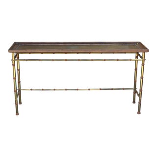 1970's Faux Bamboo Console Table For Sale