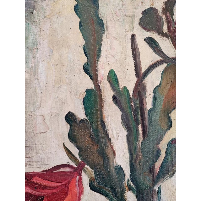 Arne Siegfried, Cactus en fleurs, Oil on Wood, Framed For Sale - Image 4 of 10