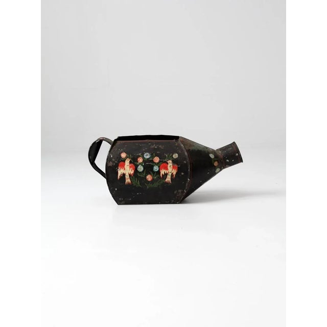 Farmhouse Vintage Folk Art Painted Watering Can For Sale - Image 3 of 7