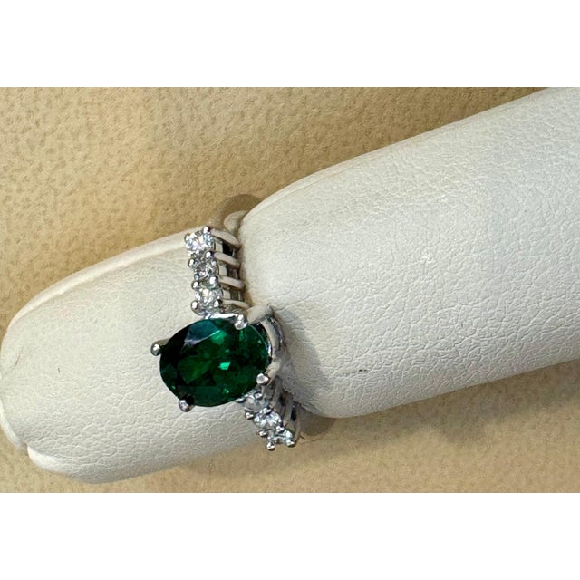 1.2 Carat Natural Oval Green Tourmaline + Diamond Ring 14 Karat Yellow Gold For Sale - Image 10 of 18