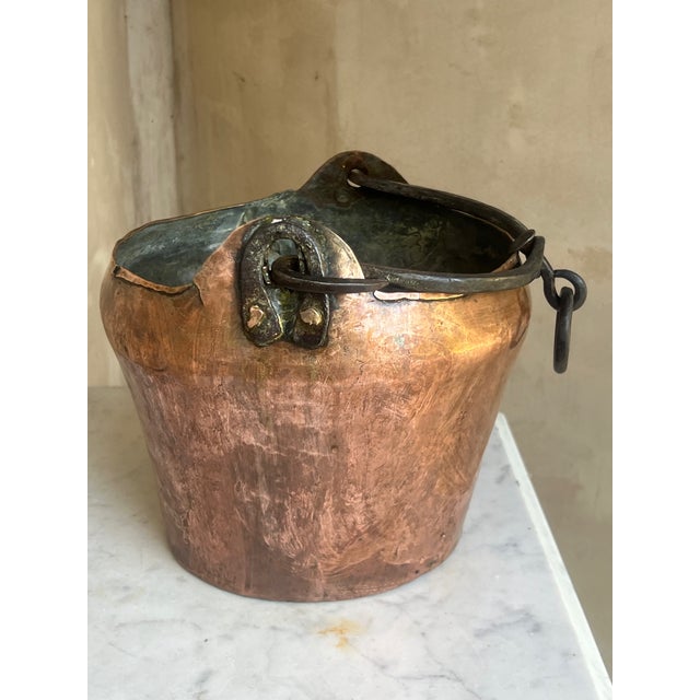 Antique French Hand Crafted Copper & Wrought Iron Cauldron For Sale - Image 9 of 9