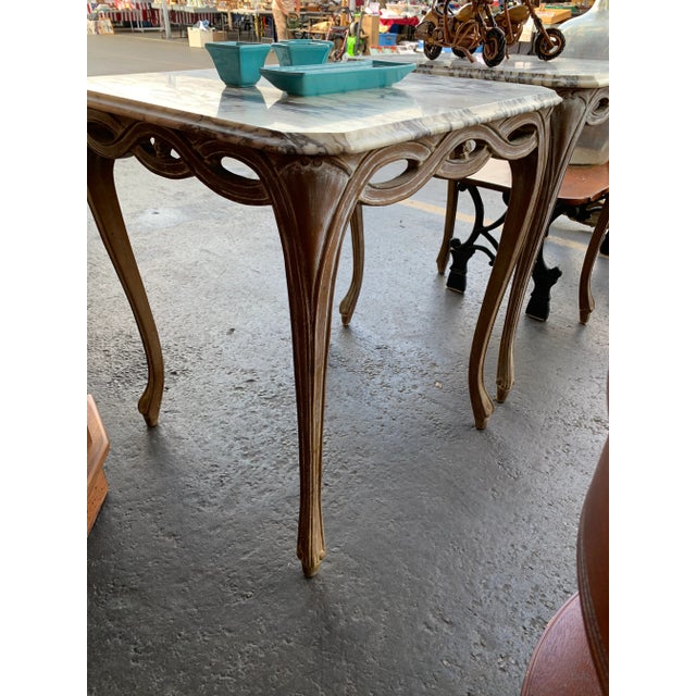 Gold Early 20th Century Marble-Top Infinity Side/End Tables Set of 2 For Sale - Image 8 of 11