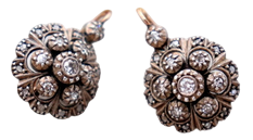 Gold and Silver Earrings with Diamonds, Set of 2