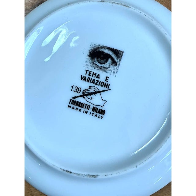 Fornasetti Tema E Variazioni Ceramic Small Plates - Set of Three For Sale - Image 12 of 12