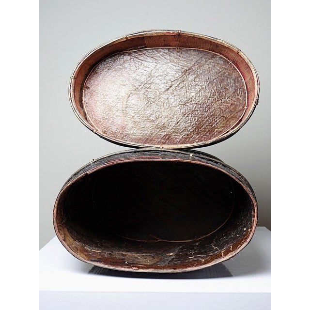 Wood Antique Indonesian Tampung Box in Bamboo and Leaf, 1890s For Sale - Image 7 of 13