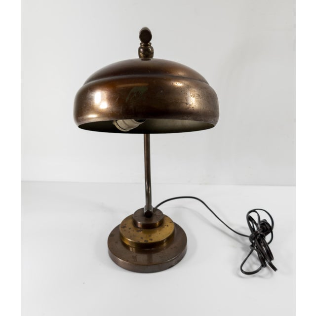 Mid-Century Modern Mid-Century Modern Industrial Copper Colored Brass Table Lamp For Sale - Image 3 of 10