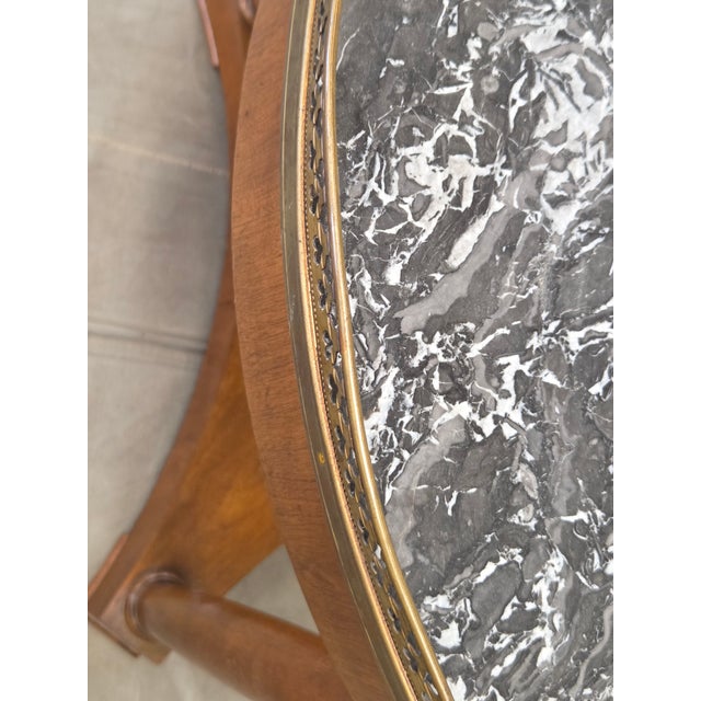 Antique 1930s French Empire or Art Deco Cherry Guéridon Table With Black Marble For Sale - Image 9 of 13