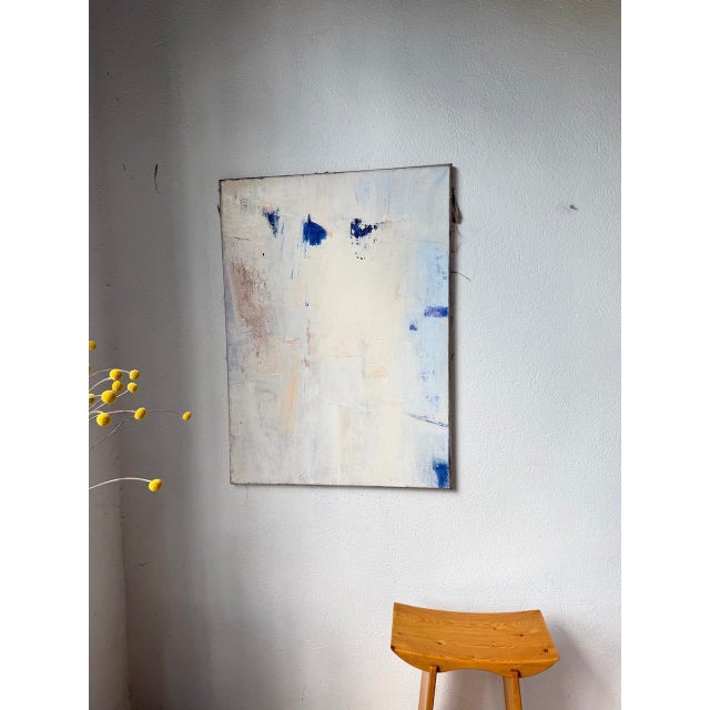 Abstract White Canvas, Oil Painting, 20th Century For Sale - Image 7 of 18