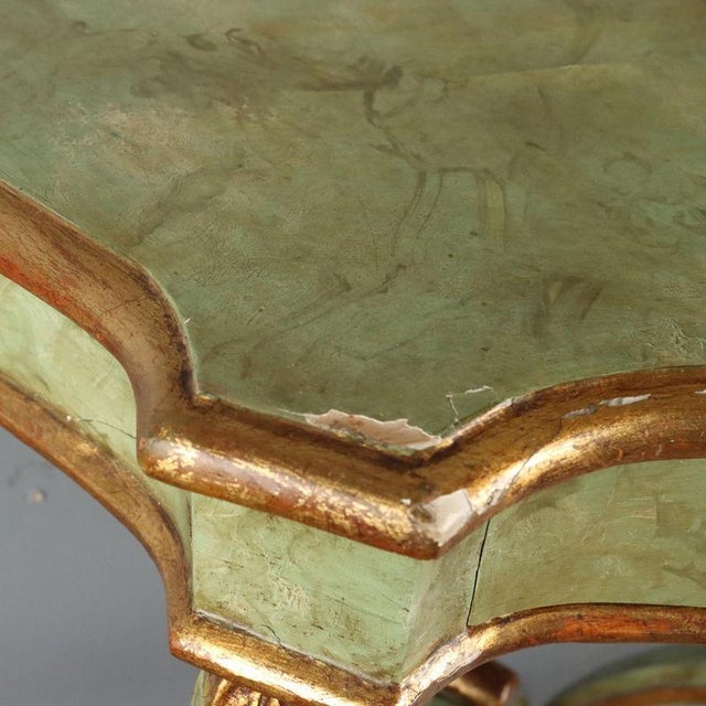 Wood Drop-Shaped Console Table in Fir with Faux Marble Finish For Sale - Image 7 of 10