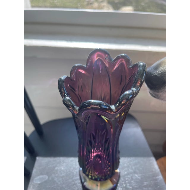 Fenton Art Glass Company Mid 20th Century Carnival Glass Swung Vase For Sale - Image 4 of 7