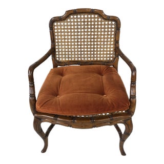 Mid 20th Century Cane Seat and Back Faux Bamboo Chair For Sale
