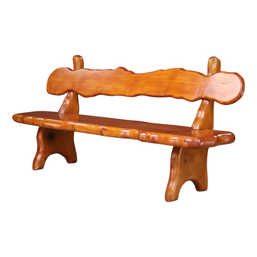 Alpine Sculptural Bench in Pine, France, 1970s | Chairish